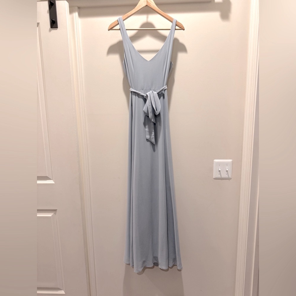 Show Me Your MuMu Steel Blue Chiffon Maxi Dress